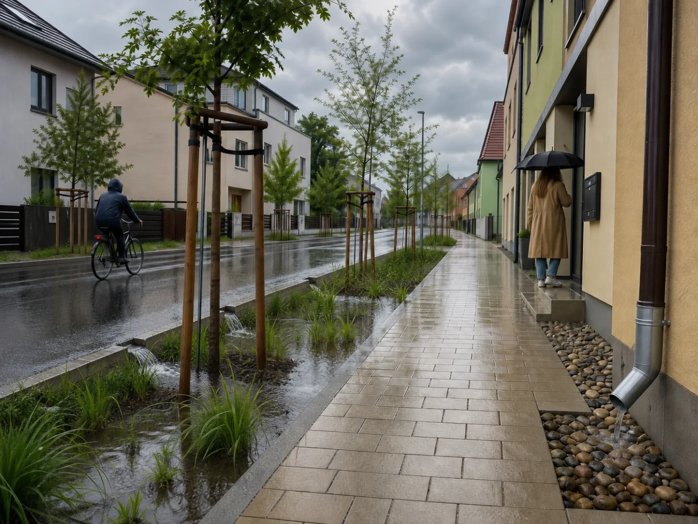 Vizualizace záměru: Zadržování vody ve městě